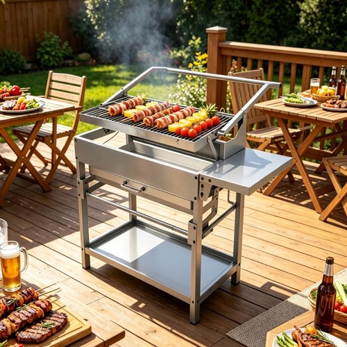 Stainless steel charcoal bbq - charcoal,