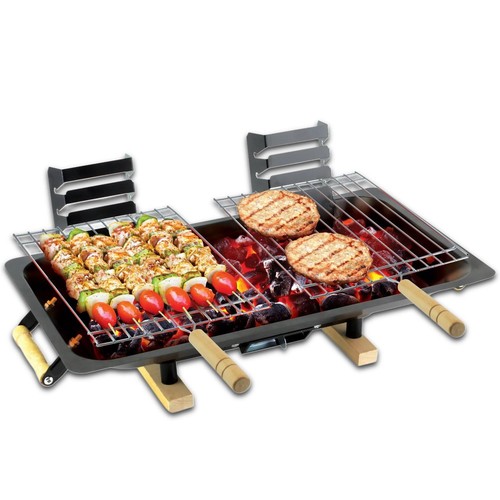 Black portable steel hibachi - black,
